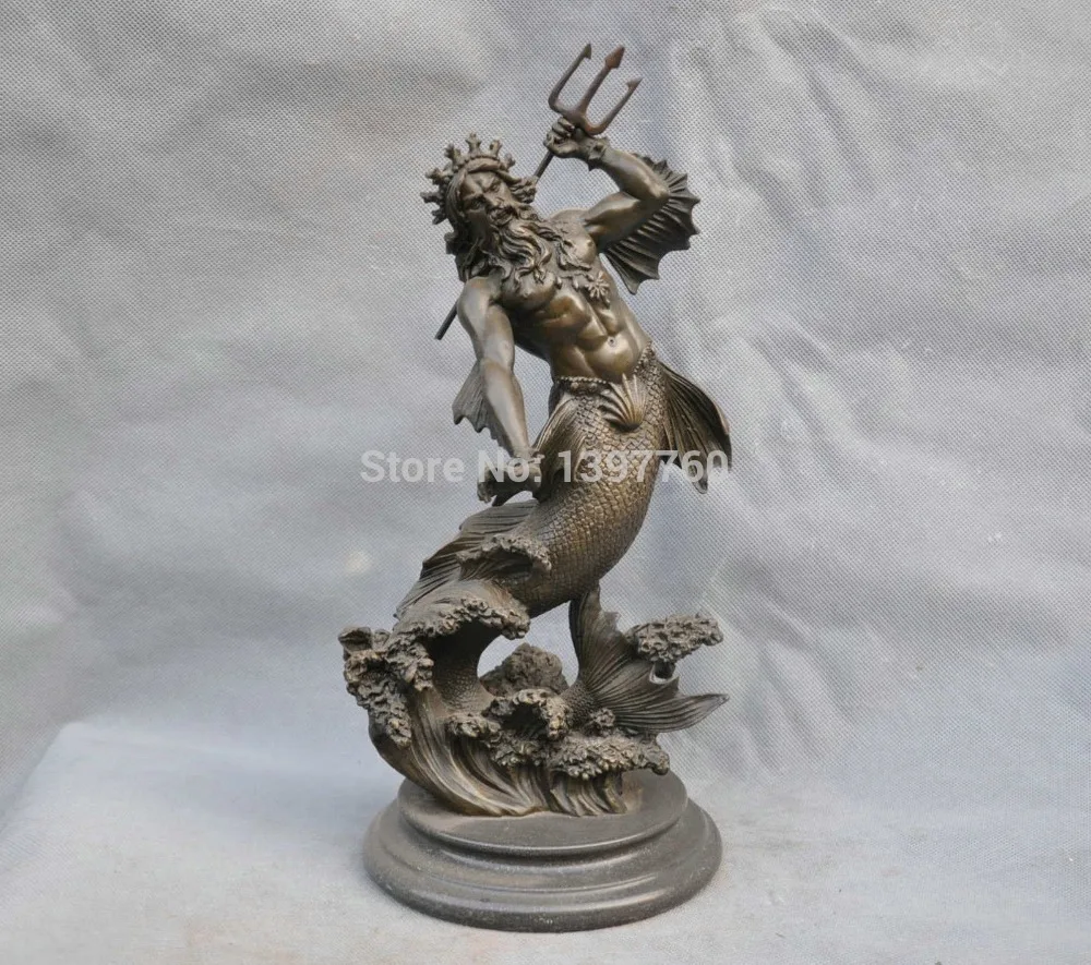 

MISS sta.01061 13"Bronze The Ancient Greek myth, Poseidon Sculpture Statue