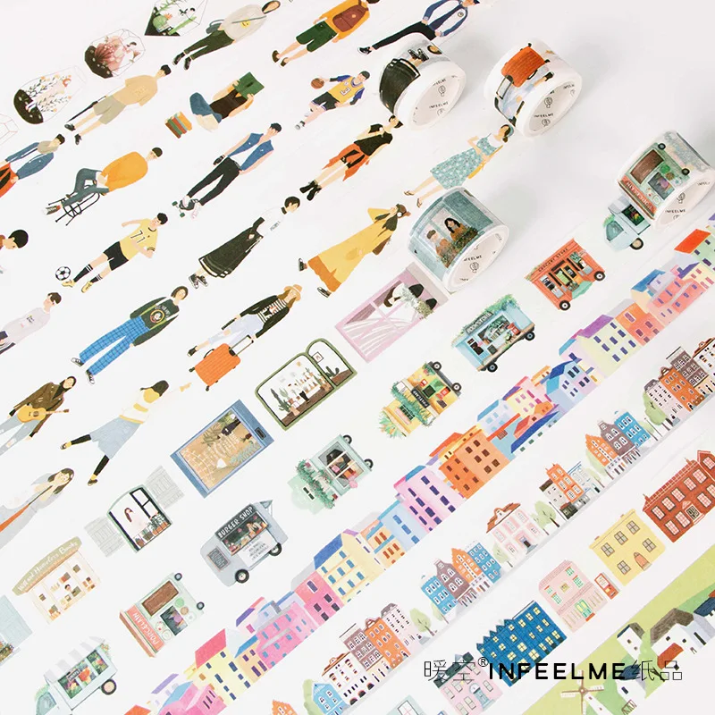 

Coloffice City Series No trace Washi Tape Japanese Stationery DIY Diary Scrapbooking Functional Decorative Tape Masking Stickers