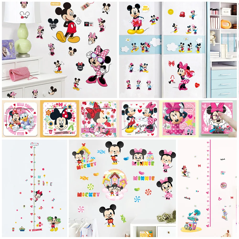 

Lovely Mickey Minnie Pattern Wall Stickers For Girls Bedroom Home Decoration Diy Cartoon Pvc Animals Mural Art Kids Wall Decals