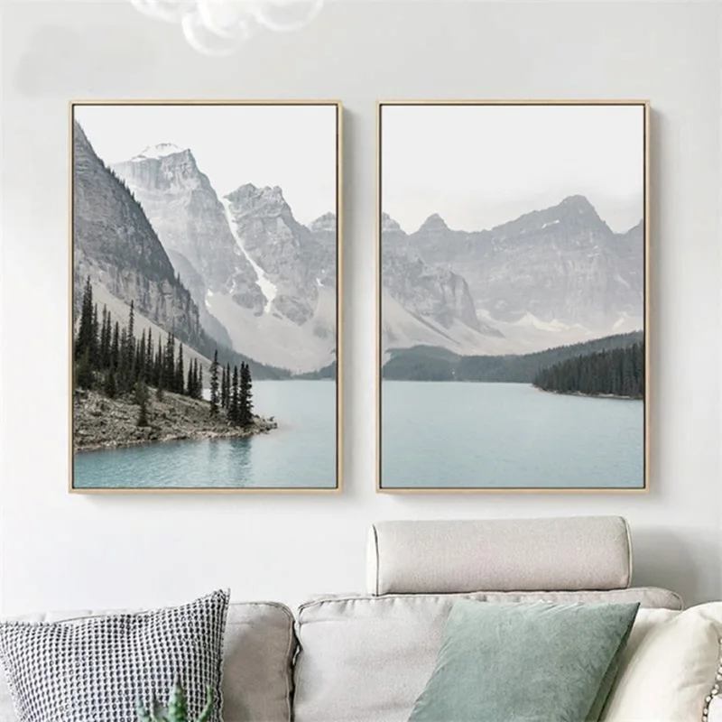 

Nordic Landscape Mountain Lake Canvas Paintings Home Decoration Living Room Wall Art Pictures Nature Scenery Posters and Prints