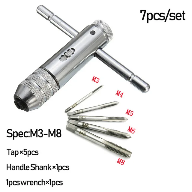 Onnfang крана и набора пресс-форм, метрический резьбовой кран и умирает регулируемый гаечный ключ 7/12/20 штук инструменты для резьбы умирает HRC держатель пресс-форм - Цвет: 7PCS Mini Set