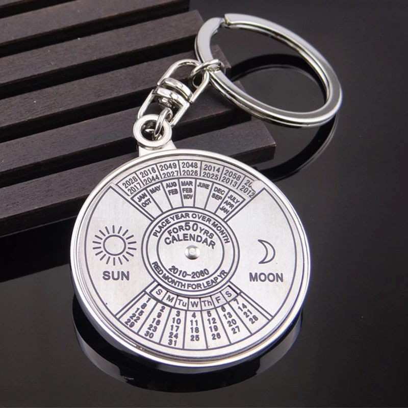 

ADOMANER Classical Metal Calendar Key Chains Alloy Silver Color Fashion Keychain Best Men Trinket Gift Locksmith Wholesale.