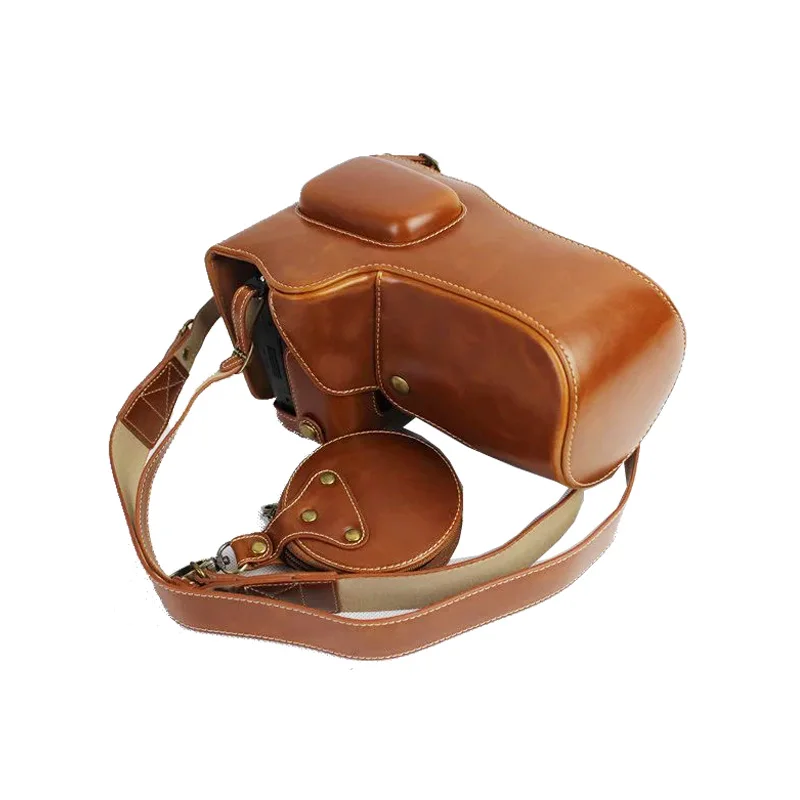 

New Luxury PU Leather Camera Case Bag For Nikon D800 D810 24-70mm Lens With Strap Mini Battery case Open Battery Design