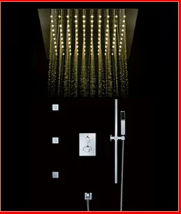 Светодиодный насадки для душа 500*360 мм встроенный, потолочный установлен осадков душ ванная комната огни 304 SUS полированная нужно мощность