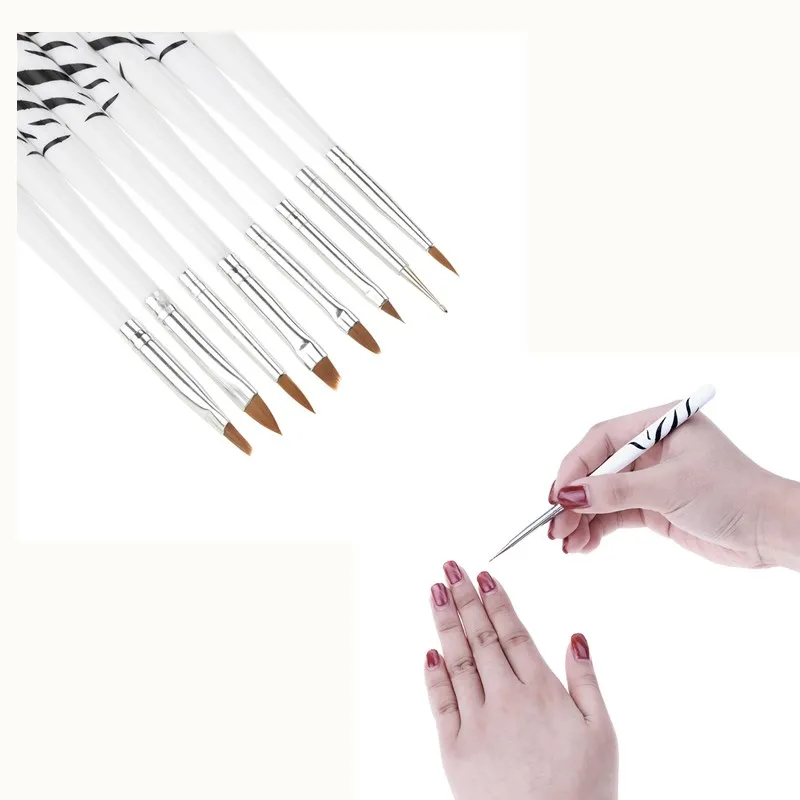8pcs Nail Art Brushes Set Pens Nail Brushes UV Gel Nail Polish Painting