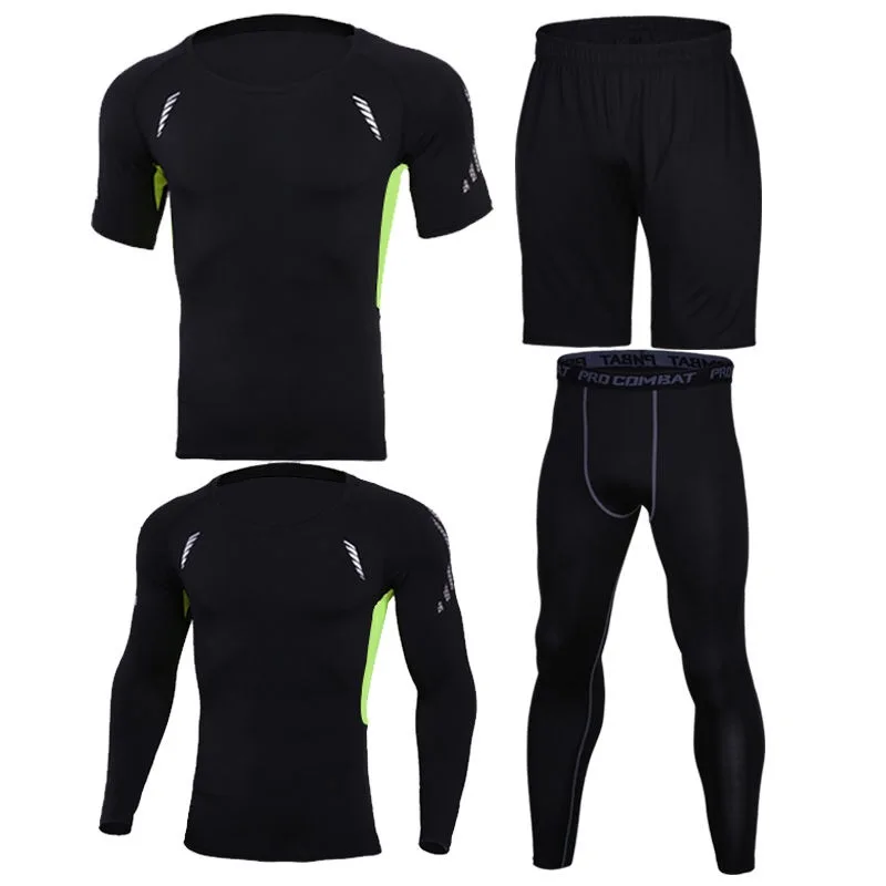 Quick Dry Sports Suit Men's Running Sets Gym Fitness Clothing Compression Basketball Tights Tracksuit Jogging Running Sportswear - Цвет: 12