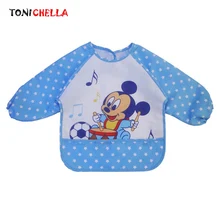 Детские нагрудники из водонепроницаемого материала с рисунком медведя из мультфильма; милые детские слюнявчики унисекс с длинными рукавами для новорожденных; детские слюнявчики для самостоятельного кормления; CL5106