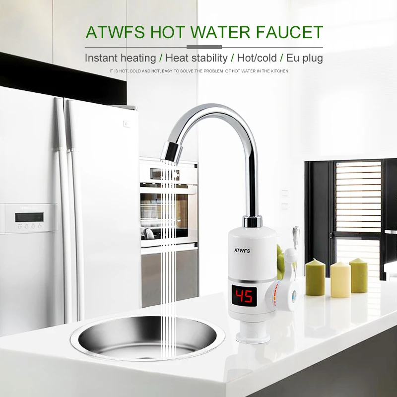 ATWFS мгновенный нагреватель горячей воды кран Быстрый мгновенный термостат для водонагревателя 3000 Вт Электрический кран дисплей температуры
