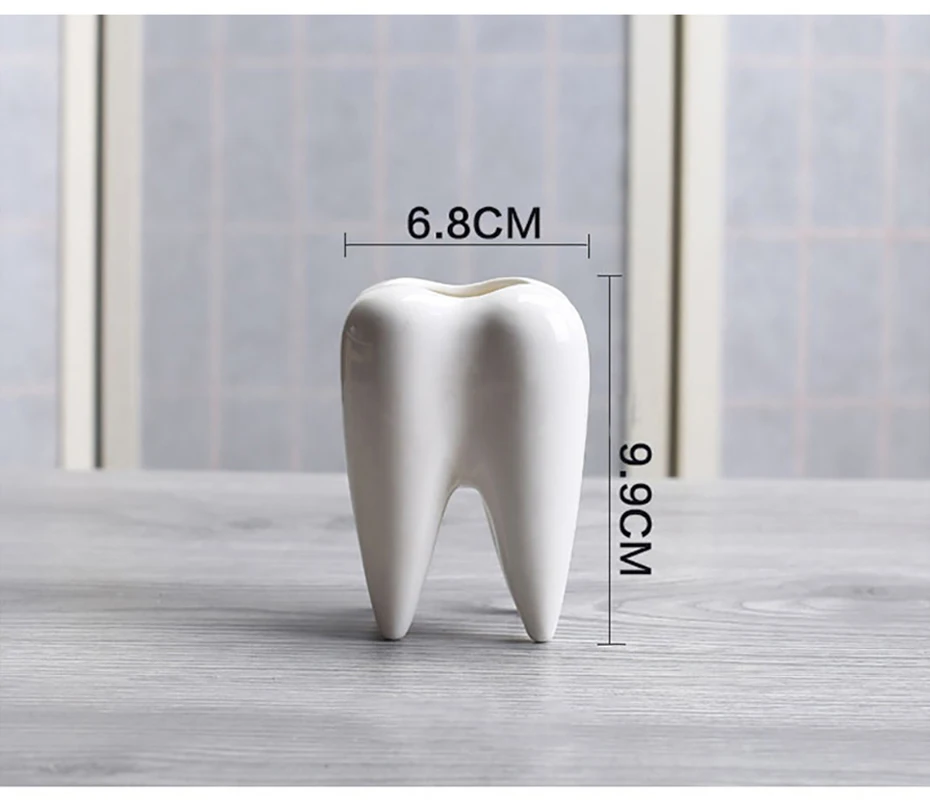 Я ПК зуб форма белый керамический цветочный горшок современный дизайн плантатор зубы модель мини настольный горшок креативный подарок(без растений