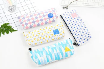 

Simple geometry large capacity canvas pencil bag storage pencil case kids Stationery office school supplies Escolar Papelaria