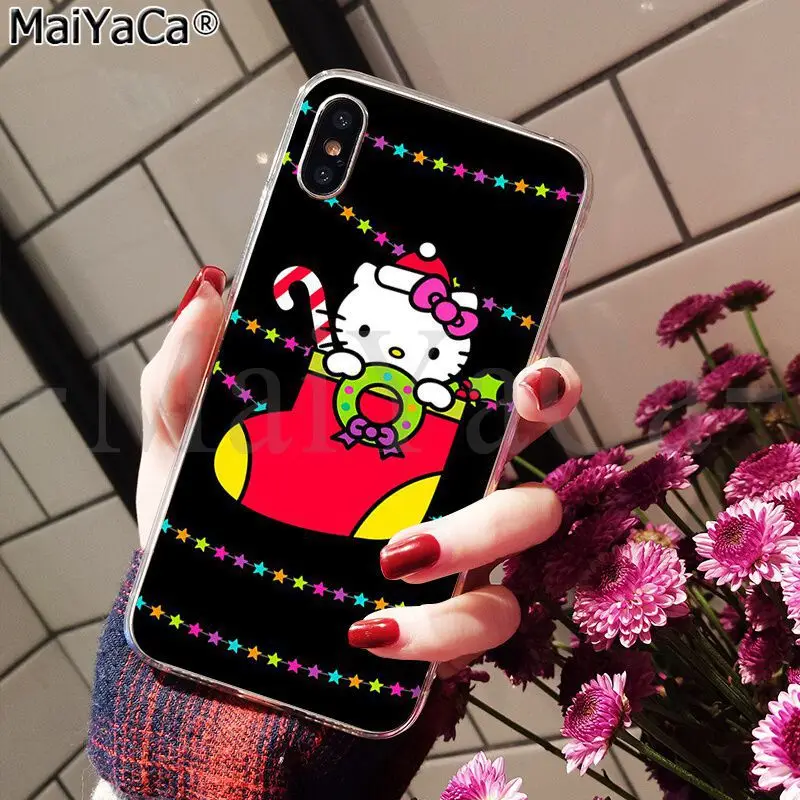 MaiYaCa hello kitty Merry Christmas мягкий резиновый Прозрачный чехол для телефона для Apple iPhone 8 7 6 6S Plus X XS MAX 5 5S SE XR