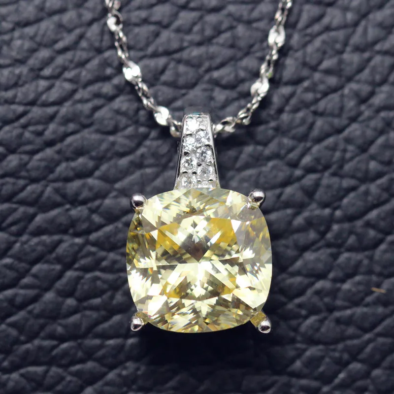 fancy vivid yellow stone Necklace pendants 925 silver ...