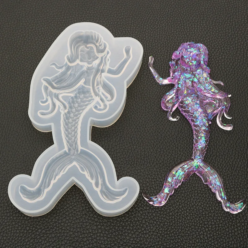 

Diy Mermaid Mold Crystal Drip Mirror Hand pendant Resin Baking Gypsum Cake Decoration Mould