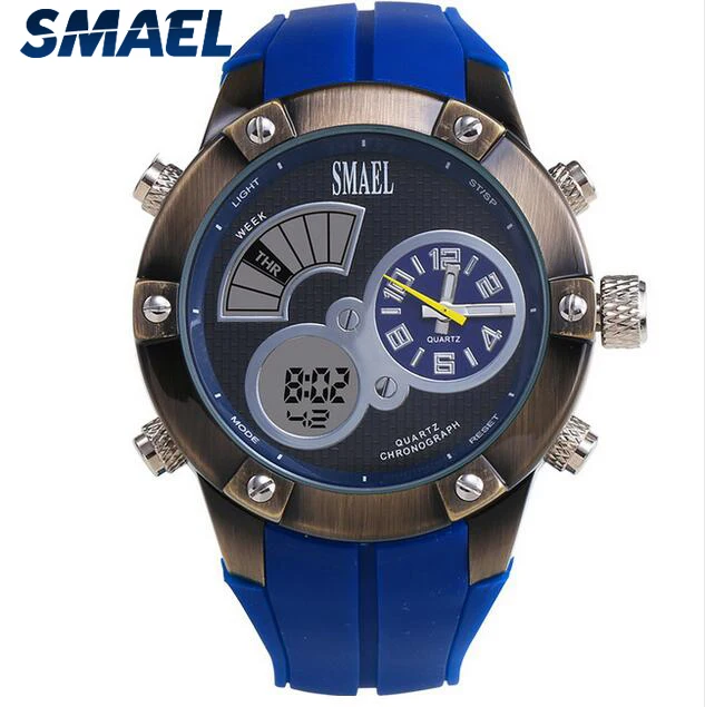 

SMAEL Sport Watch Fashion Dual Time Men Clock Quartz-Watch Big Watches for Men LED Digital Watch reloj hombre shark watchWS1042