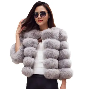 

S-3XL Mink Coat Women 2018 Winter New Fashion Faux Fur Coat Ladies OL Elegant Thick Warm Outerwear Fake Fur Jacket Overcoat O474