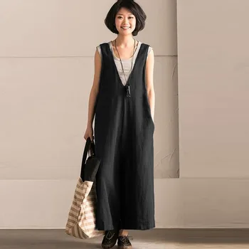 

ZANZEA Women Summer Jumpsuits Rompers Overalls Culottes Trousers Ladies Sleeveless Loose Solid Pockets Strappy Bib Dungarees