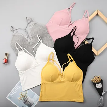 

Women's Bra Hollow Out Stylish Sleeveless Sling Nightclub Solid Crop Tank Bra Sexy Hot 2019 New five-colors