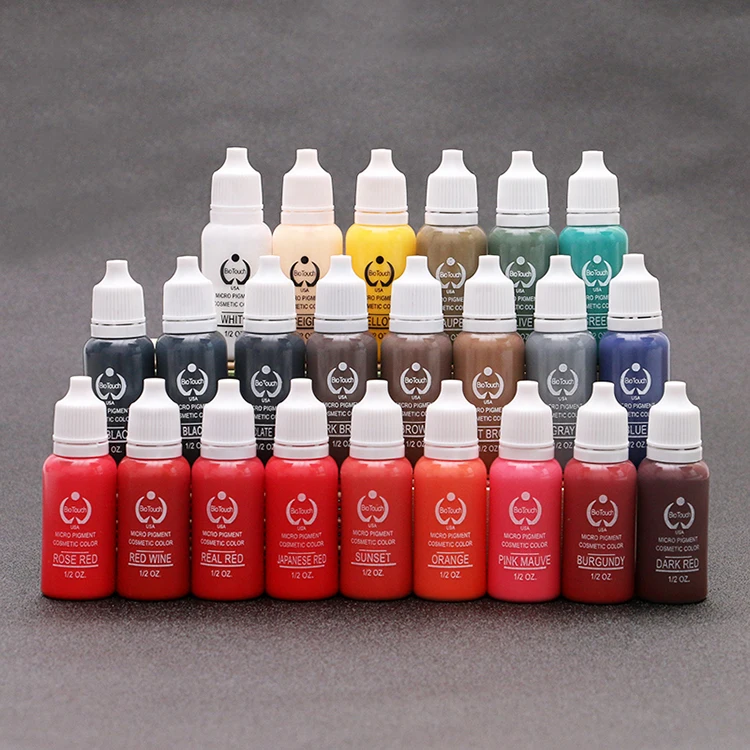 

12piece/lot Professional Tattoo Ink Pigment 15ML 12 Colors for Permanent Eyebrow Lip Makeup Tattoo Machine