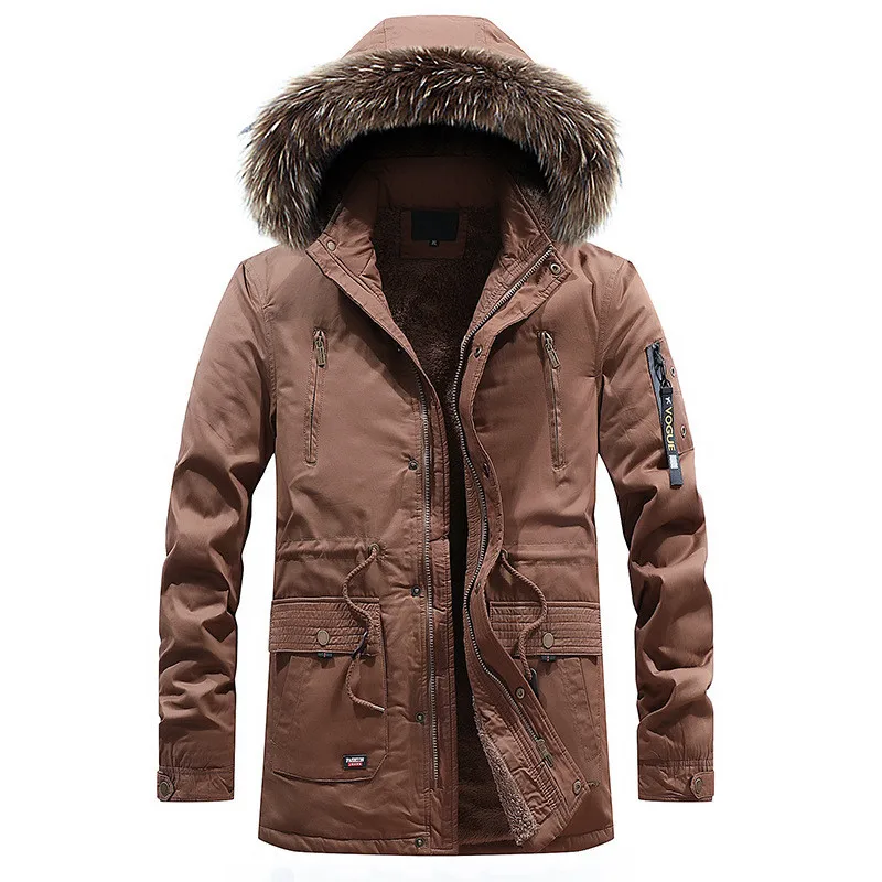 Beste RUELK Winter Heren Overjas Lange Parka Populaire Hooded Warme Jas Plus fluwelen afneembare capuchon gewassen katoen Laagste Prijs