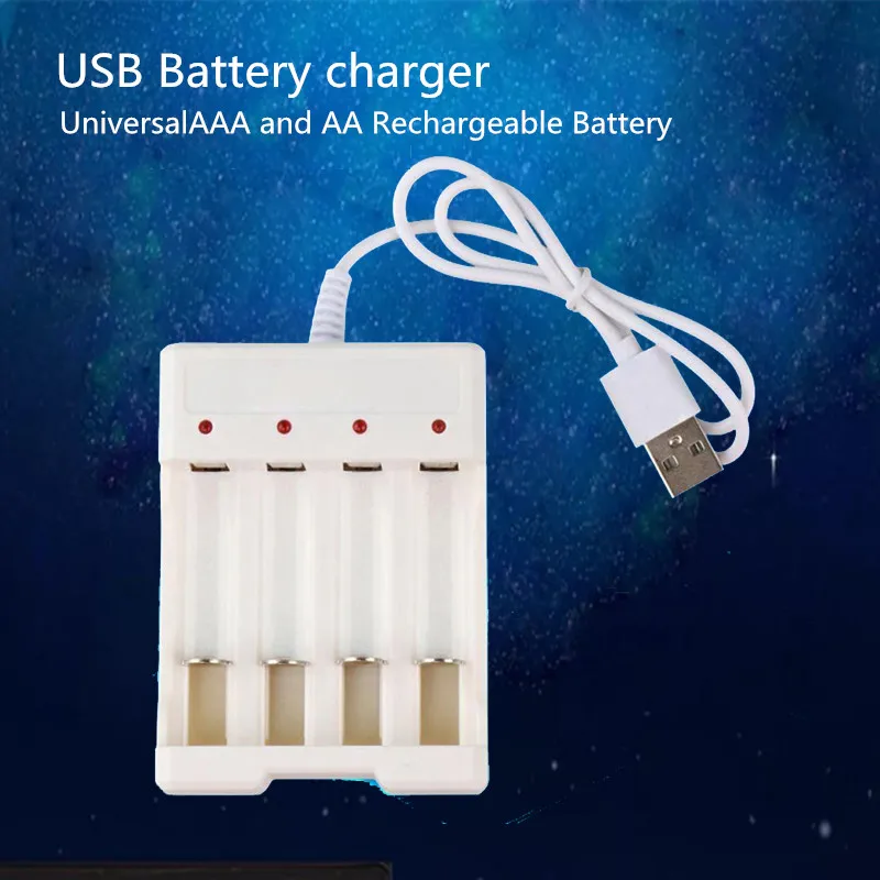 

USB Universal Battery 4 Slots Fast Charging Battery Charger Short Circuit Protection AAA and AA Rechargeable Battery Station New