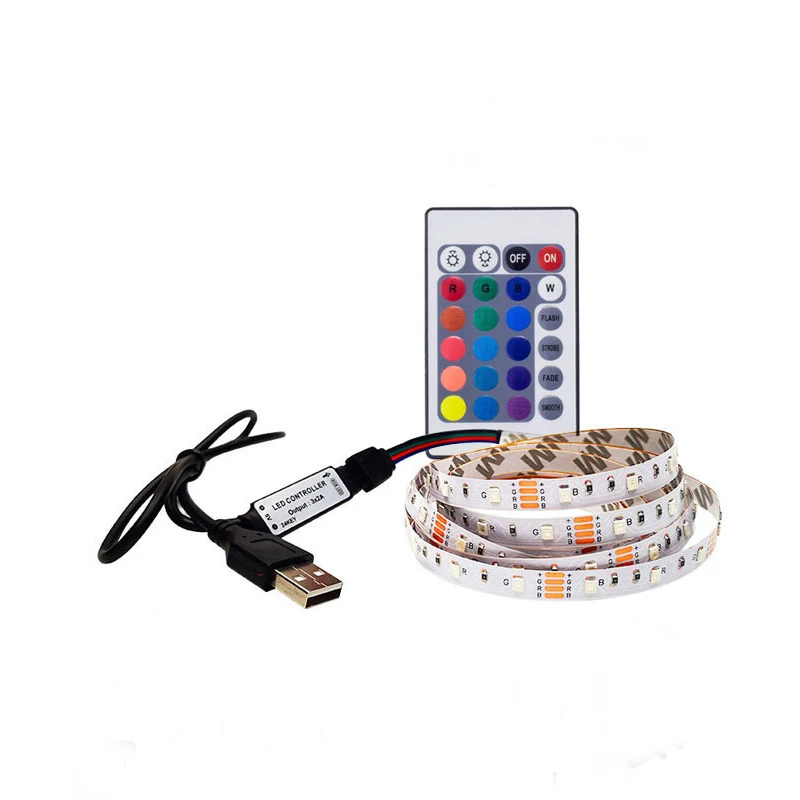 5V USB 5 м Светодиодная лента RGB светильник SMD2835 теплый белый кабель ledstrip лампа Декор