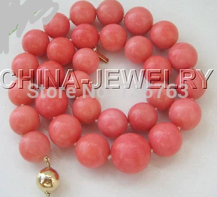 

xiuli 0014904 Details about Beautiful AAAA 18" 14mm natural pink coral necklace-14KGP gold clasp