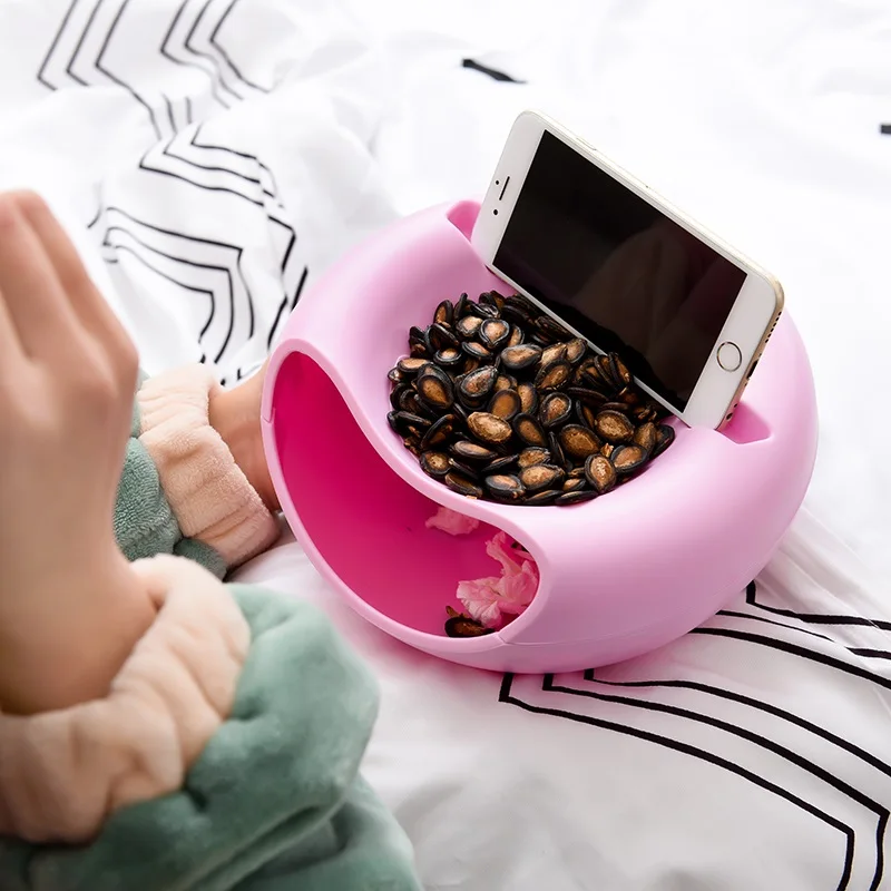 Creative Lazy Fruit Dish Snacks Nut Melon Seeds Bowl Double Layer Plastic Candy Plate Peels Shells Storage Tray Desk Home Decor