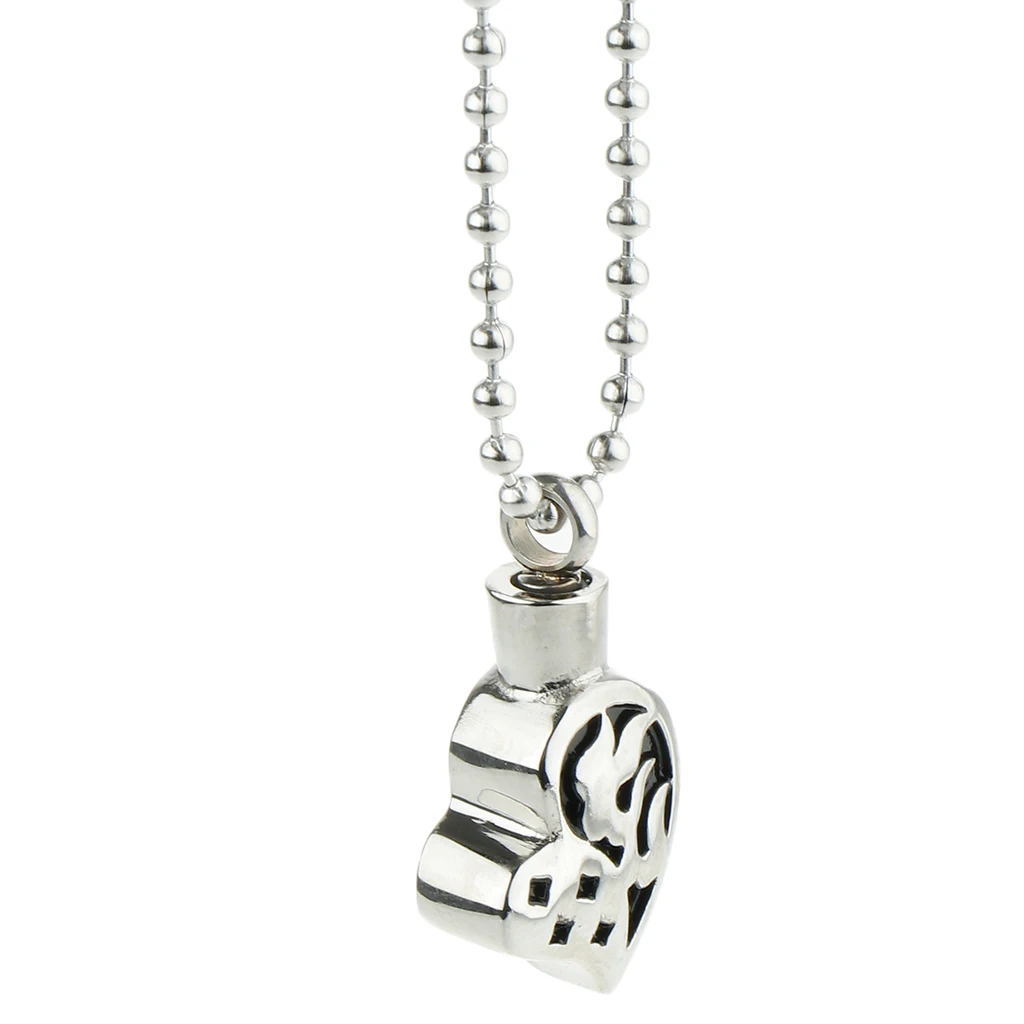America Style Urn Ashes Locket Pendant Charm Necklace 316L Stainless Steel Tone Allergy-Free Durable Adjustable Necklace