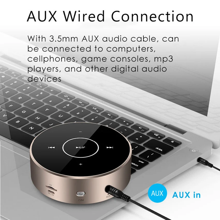 A6 Portable Wireless Wired TWS Bluetooth Speakers Touch Panel Stereo Subwoofer AUX TF Card MP3 Player with Mic for Cellphone