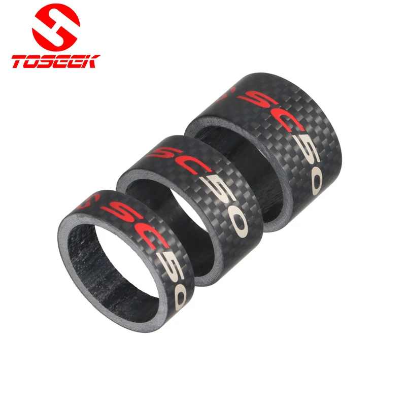 Toseek Road Bike Fork Headset Spacer Full Carbon Fiber Bicycle Stem Washer Spacer 1 1/8 10/15/20mm 3K Matte bike parts