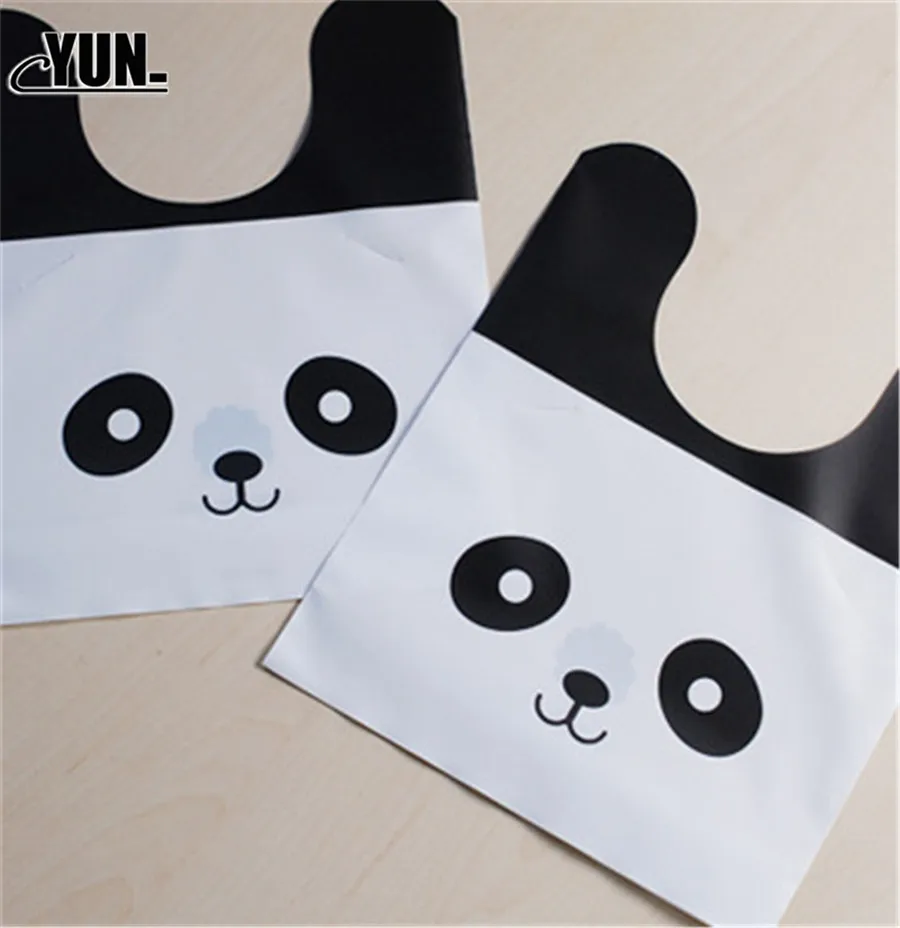 100pcslot Cute panda Ear Cookie Bags Gift Bags For Candy Biscuits Snack Baking Package Wedding Favors Supplies 7D (20)