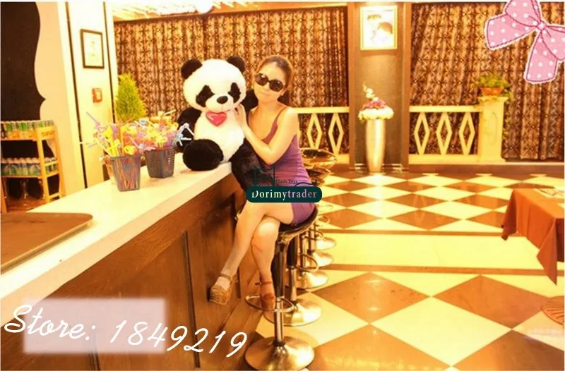 Dorimytrader Jumbo Plush Soft Animal Panda Toy Giant Stuffed Cartoon Heart Panda Doll Great Baby Gift Free Shipping DY61125 (2)