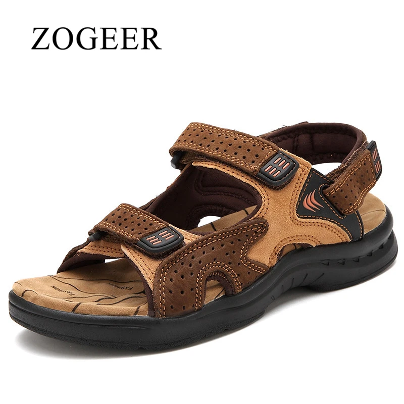 melhor ZOGEER 2017 verão sandalia masculina, respirável sandálias de couro men sandals leather Projetado pela marca tenis masculino adulto