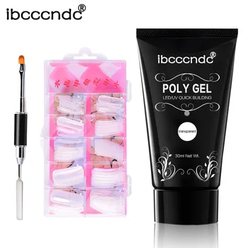 

Hot Poly Gel Nail Extension Set Dual Ended UV Gel Nail Extension Brush 30ml Quick Building Gel Crystal Mold Nail Tips