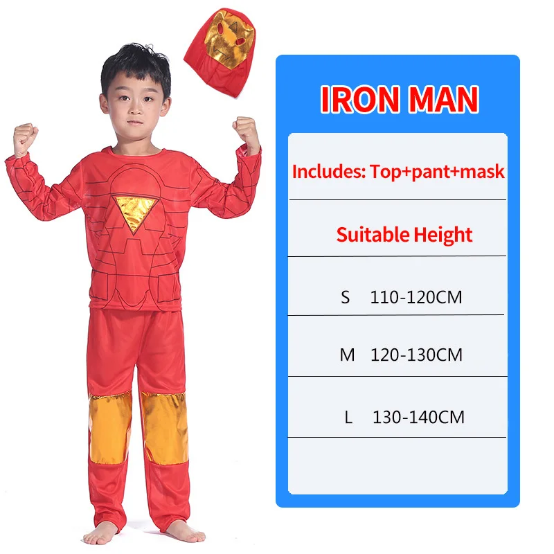 

Anime Cosplay Costume Iron Man Clothes Kids Boy with Mask Spiderman Superman Cosplay Costume for Boys Halloween Gift Costume