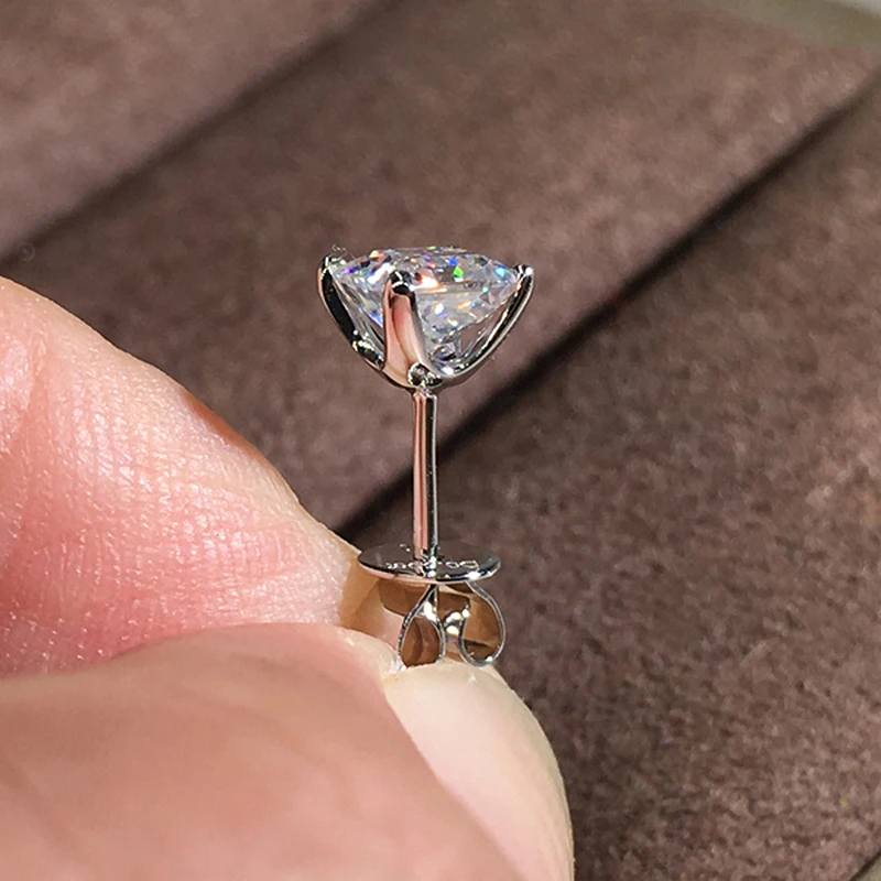 

0.5CT 5mm Solid 18K White Gold 4 Prong Moissanite Earrings Lab Grown Diamond For Women Engagement Wedding Earrings