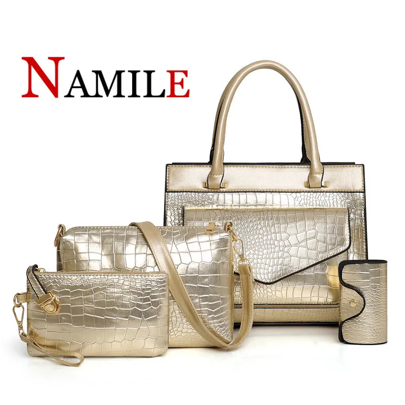 

Luxury fashion 4 piece set ladies leather handbag ladies shoulder bag handbag wallet Messenger bag Messenger bag