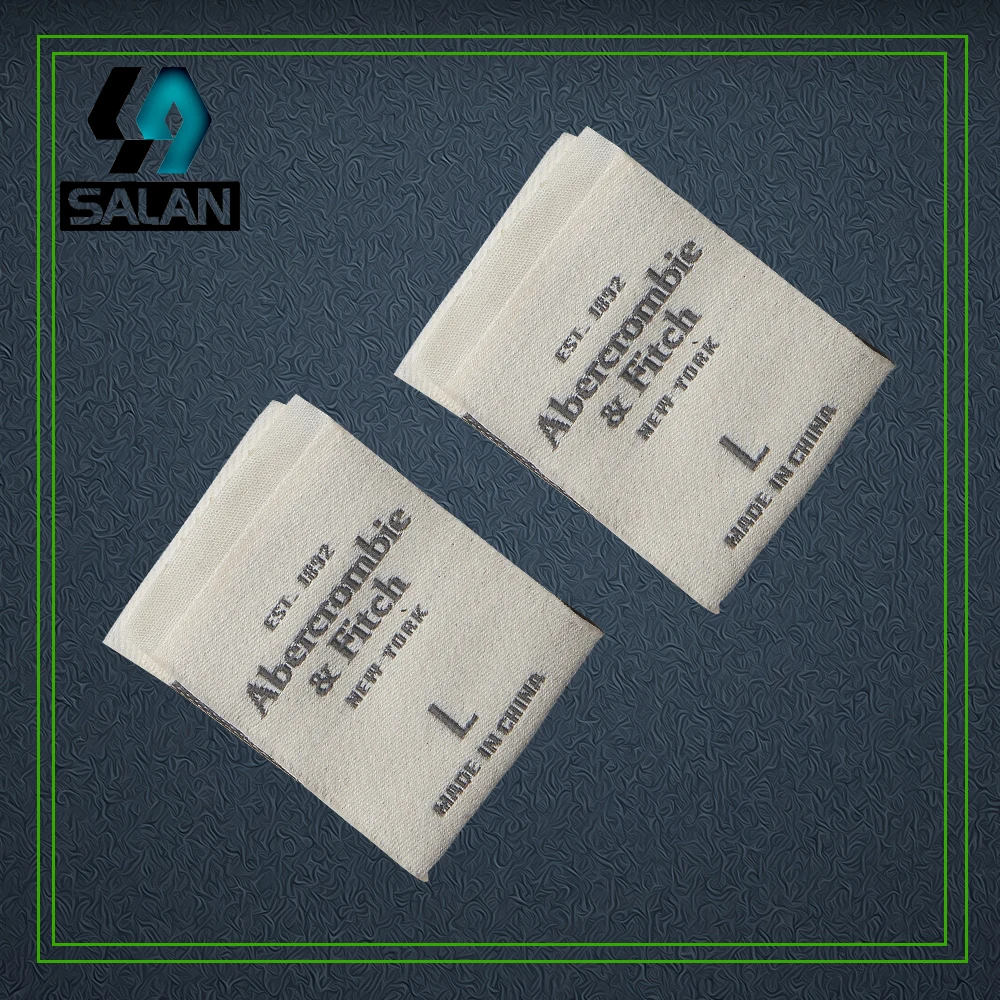 Customized center fold Woven labels for Garment Shirt Shoes Bags fabric