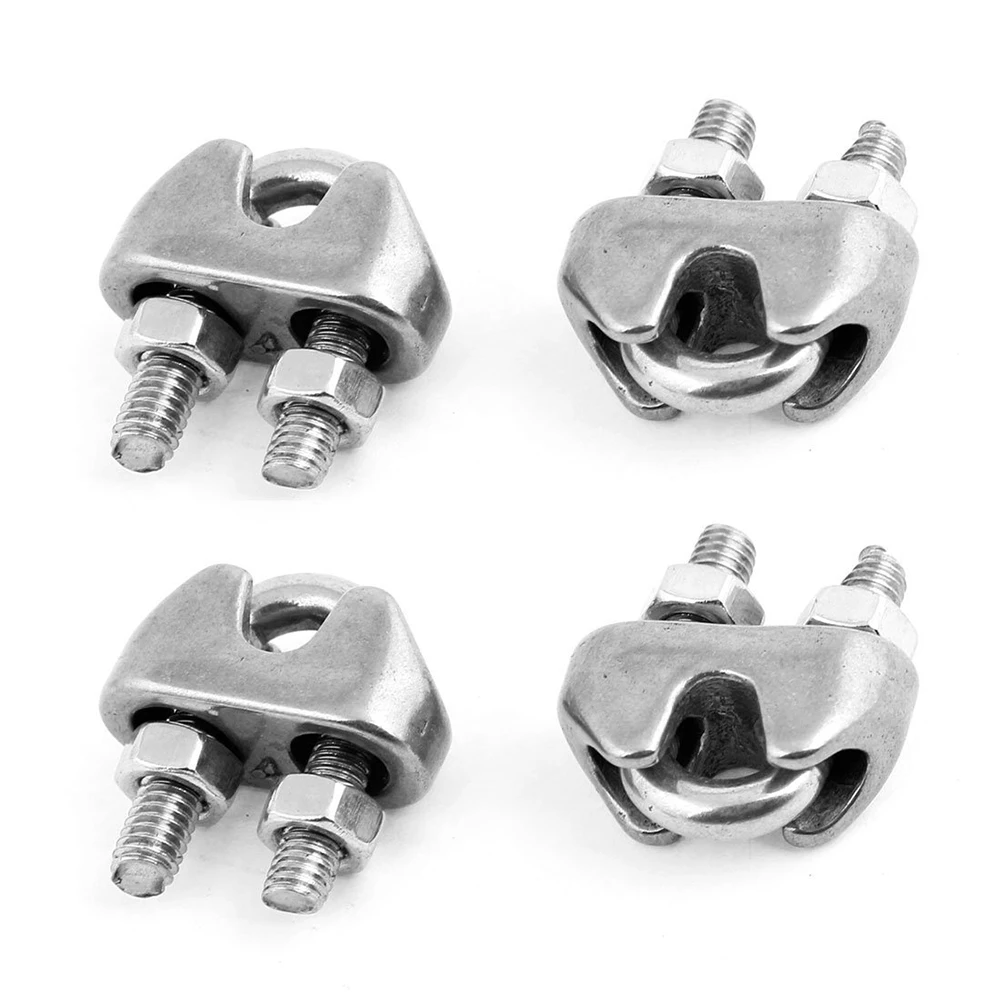 4pcs Stainless Steel Cable Clip Saddle Clamp for 5/32 inch 4mm Wire