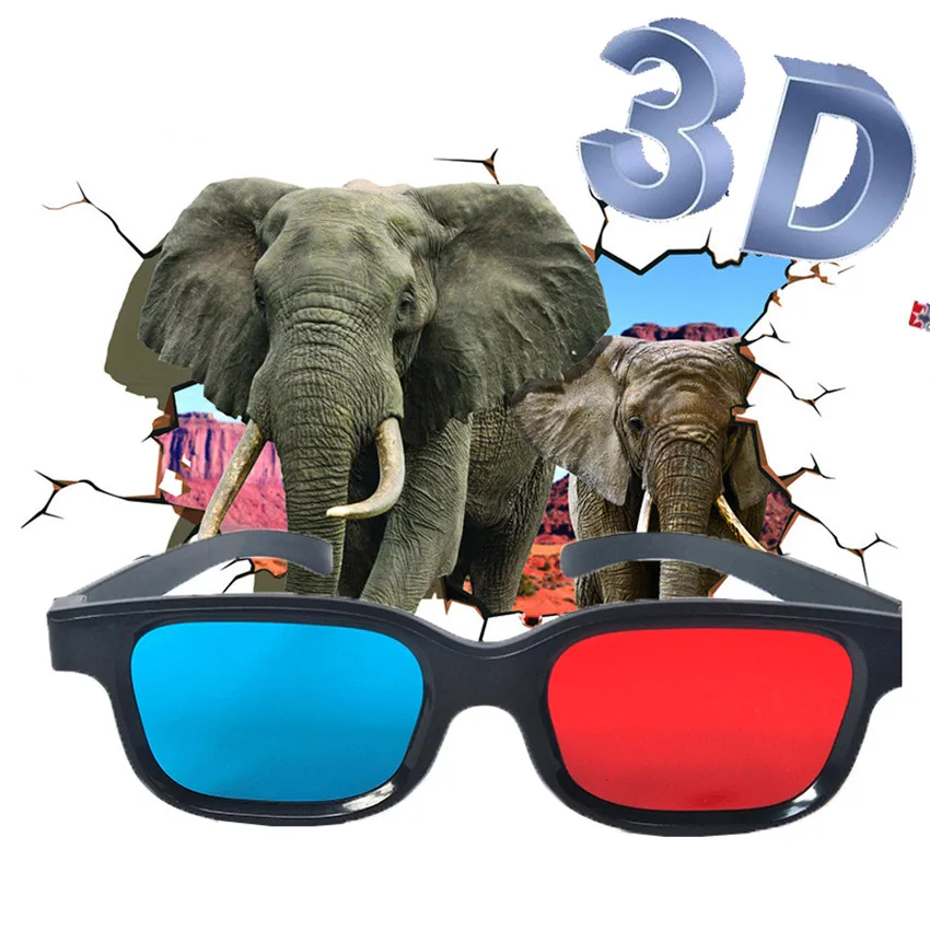 4 шт взрослые красные синие/Cyan 3D очки, унисекс пластиковые анаглиф 3D очки черные для 3d фильмов и игр(семейные пакеты