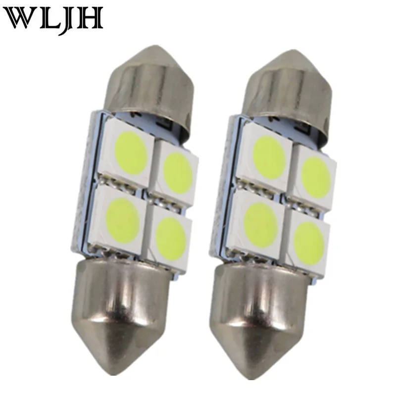 WLJH 6x White Led 31mm DE3175 W5W T10 Led Dome Map Licence Plate Light