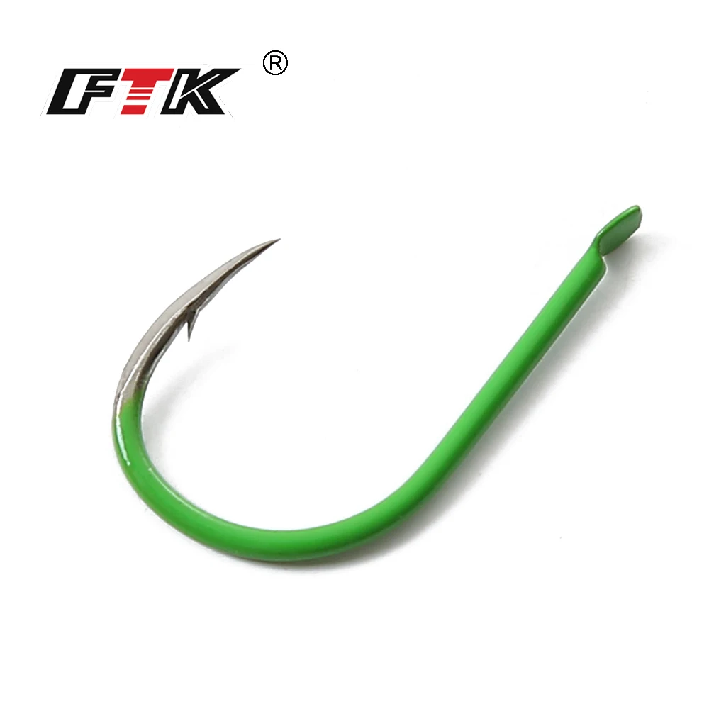 

FTK Brand 8pcs/Lot Razor Sharp High Carbon Steel Green Barbed Hooks Fishing Hook Carp Peche Pesca Tackle