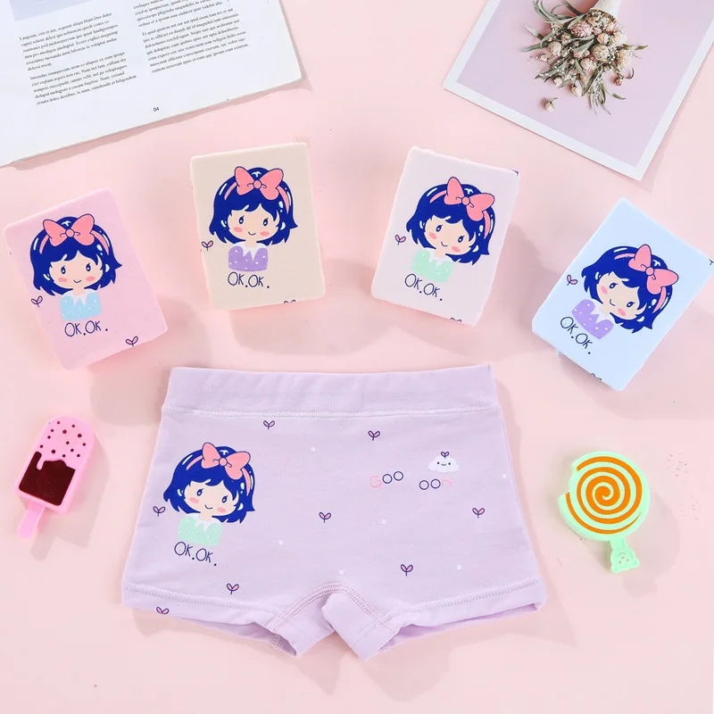 

5Pcs/Lot Girls Cotton Boxer Shorts Kids Cotton Underwear Baby Girls Princess Panties Soft Teenage Briefs Calcinha Infantil