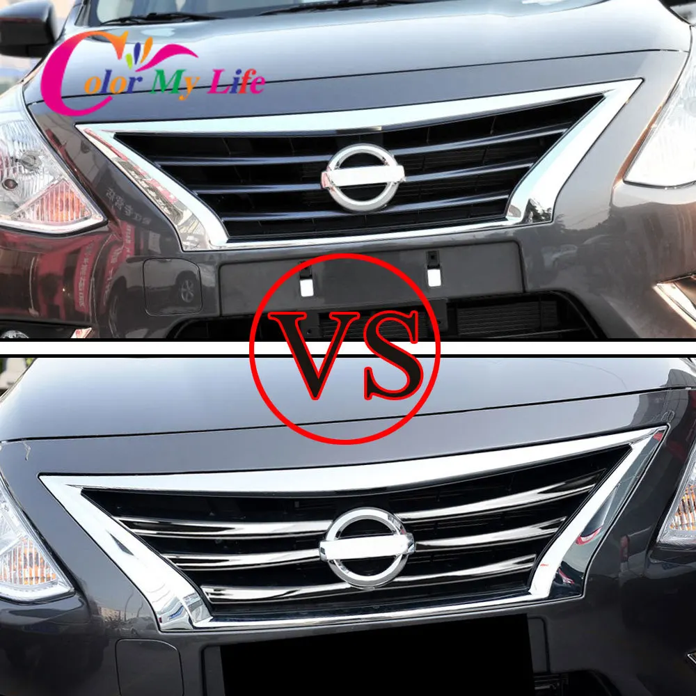 Отделка передней решетки автомобиля для Nissan Sunny 2014 2018 6 шт. хромированная крышка