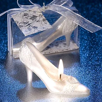 

3D Wedding Decoration Crystal Shoe Design Candle White High Heels Shoes Candles For DIY Holiday Wedding Party Decor Supplies