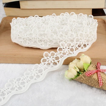 

10yard 5.3cm lace fabric ribbon wedding decoration High-end DIY water-soluble milk silk embroidery bar code curtain accessories