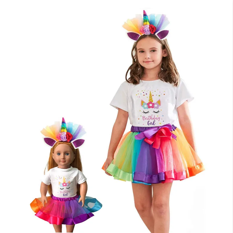 Unicorn rainbow tutu set Rainbow Unicorn Girls Costume Unicorn headband Rainbow unicorn birthday outfit set Unicorn Birthday Outfit