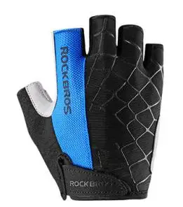 ROCKBROS перчатки для велоспорта, велосипедные перчатки с коротким пальцами, противоударные дышащие перчатки для горного велосипеда, мужские и женские спортивные перчатки для велоспорта - Цвет: blue
