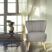 Grey Oyster Occasional Accent Chair With Natural Legs Fluted Back Living Room Chair HOT SALE