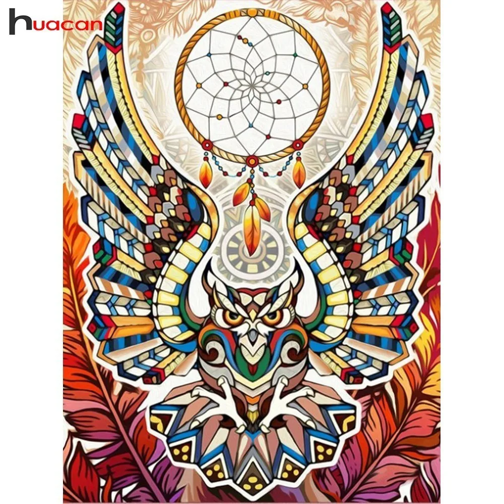 

Huacan DIY Diamond Painting Cross Stitch Owl Wall Art Diamond Embroidery Dream Catcher Pattern 5D Needlework Christmas Gift
